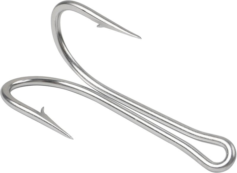 VATEICO Classic Double Fishing Hooks,Stainless Steel Fishing Double Frog Hooks with Open Shank Barbed Hooks for Saltwater Freshwater - Image 1